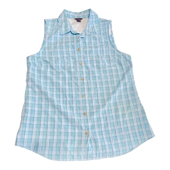 EDDIE BAUER S'less PLAID Performance Shirt' (Moisture Wicking/UV)- M, Turquoise - Picture 5 of 12